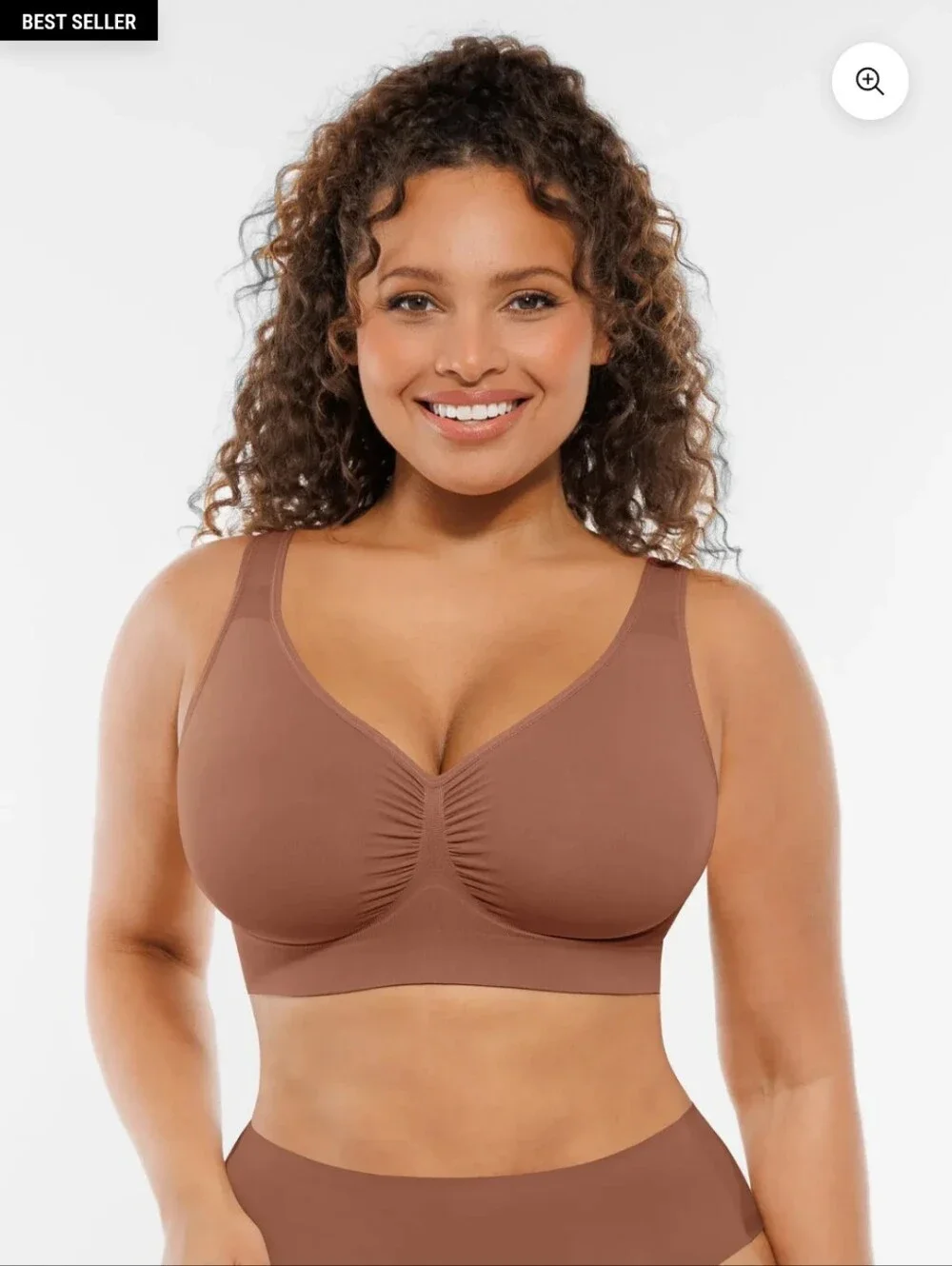 feelingirl 3xl Seamless Wireless Scoop Bra in Brown - Comfort Fit